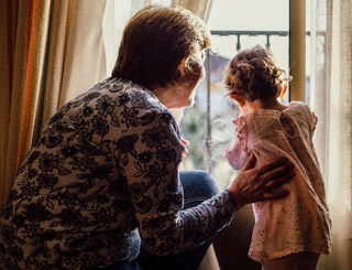 Care home resident with grand daughter